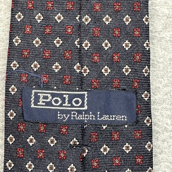 Vintage Ralph Lauren Mens Neck Tie Navy Geometric Pattern‎ Silk NOTE - Picture 2 of 7